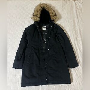 Abercrombie & Fitch Black Ski Jacket with Faux Fur Hood
